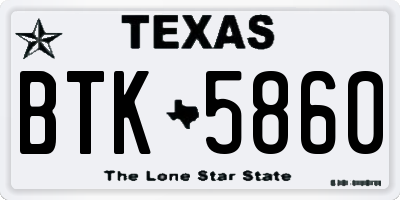 TX license plate BTK5860