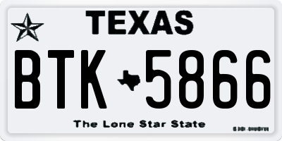 TX license plate BTK5866