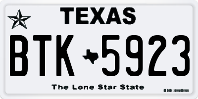 TX license plate BTK5923