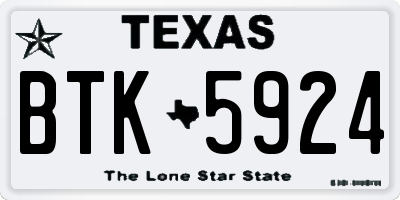 TX license plate BTK5924