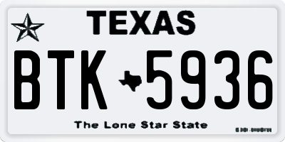 TX license plate BTK5936
