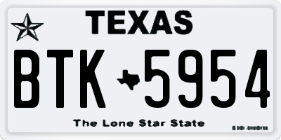 TX license plate BTK5954
