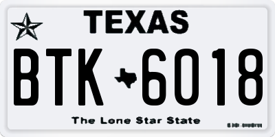 TX license plate BTK6018