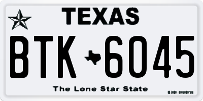 TX license plate BTK6045