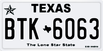 TX license plate BTK6063