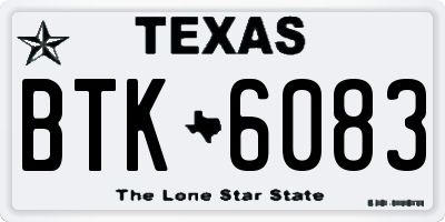 TX license plate BTK6083