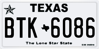 TX license plate BTK6086