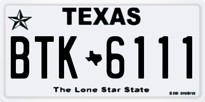 TX license plate BTK6111