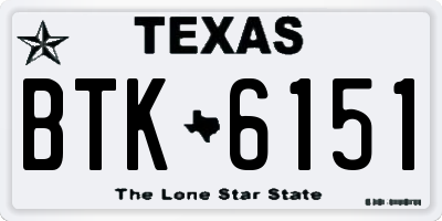 TX license plate BTK6151