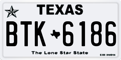TX license plate BTK6186