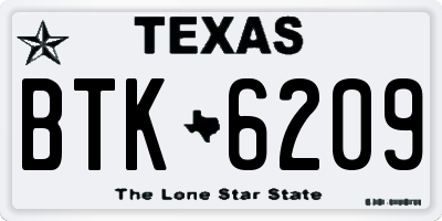 TX license plate BTK6209