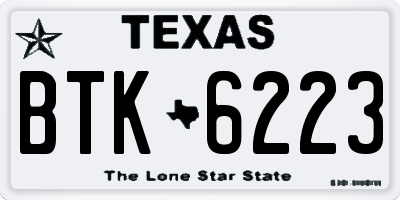 TX license plate BTK6223