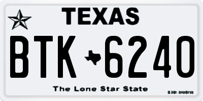 TX license plate BTK6240
