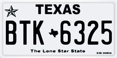 TX license plate BTK6325
