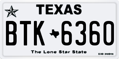 TX license plate BTK6360
