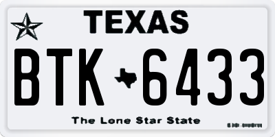 TX license plate BTK6433