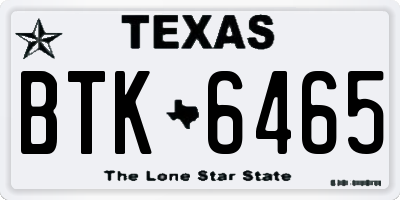 TX license plate BTK6465