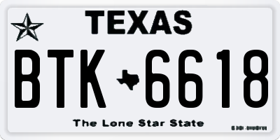TX license plate BTK6618