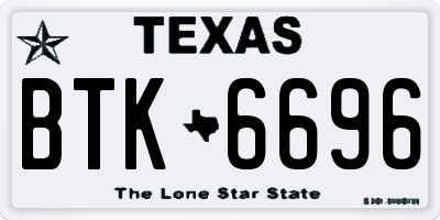 TX license plate BTK6696