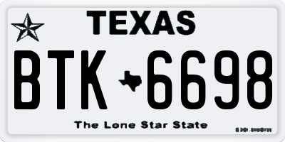 TX license plate BTK6698