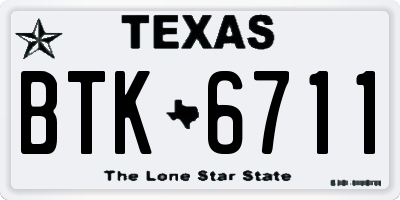 TX license plate BTK6711