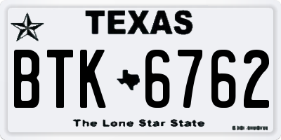 TX license plate BTK6762