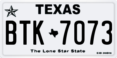 TX license plate BTK7073