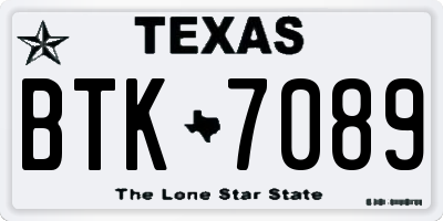 TX license plate BTK7089