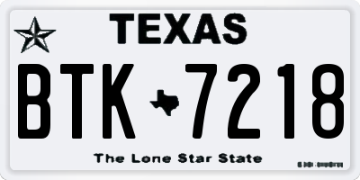 TX license plate BTK7218