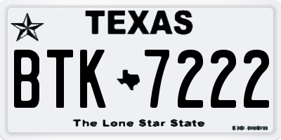 TX license plate BTK7222
