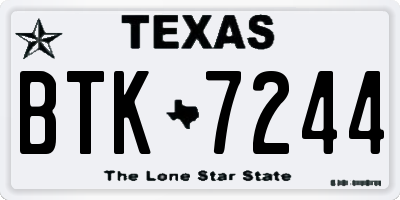 TX license plate BTK7244