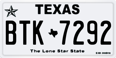 TX license plate BTK7292