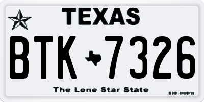 TX license plate BTK7326