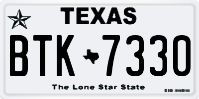 TX license plate BTK7330