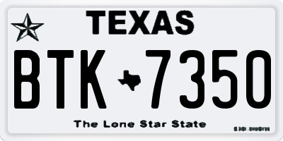 TX license plate BTK7350