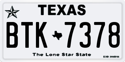 TX license plate BTK7378