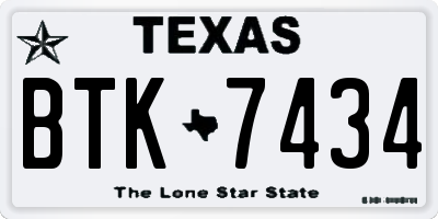 TX license plate BTK7434