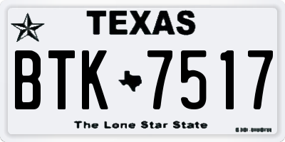 TX license plate BTK7517