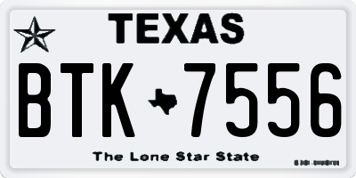 TX license plate BTK7556