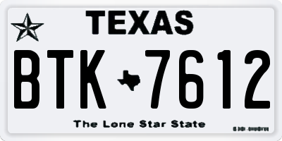 TX license plate BTK7612