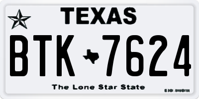 TX license plate BTK7624
