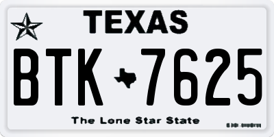 TX license plate BTK7625