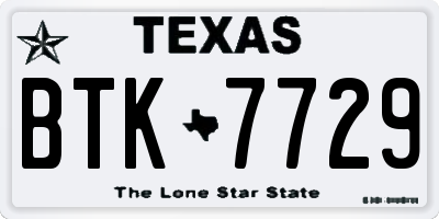 TX license plate BTK7729