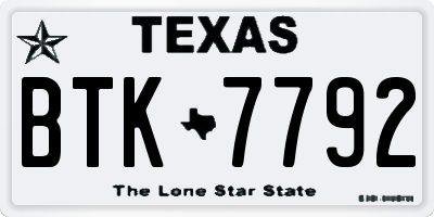 TX license plate BTK7792