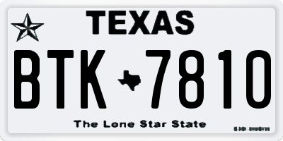 TX license plate BTK7810