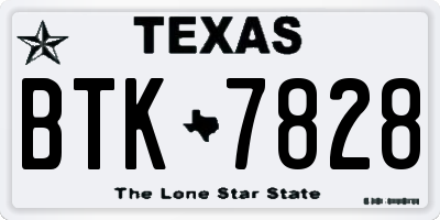 TX license plate BTK7828