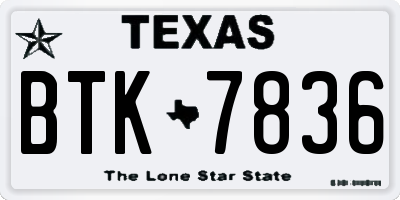 TX license plate BTK7836