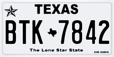 TX license plate BTK7842