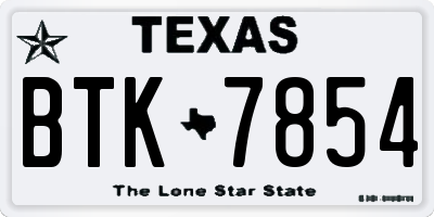 TX license plate BTK7854