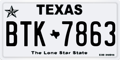 TX license plate BTK7863